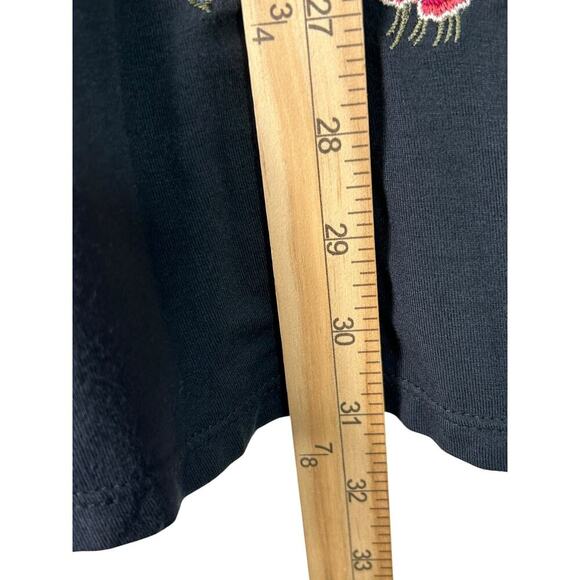 Rose + Olive Top SZ 2X Black Embroidered Bell Sleeve Boho Cottagecore Whimsigoth - Picture 12 of 13